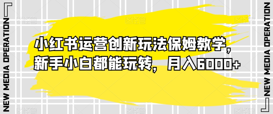 小红书运营创新玩法保姆教学，新手小白都能玩转，月入6000+【揭秘】-圆梦资源网