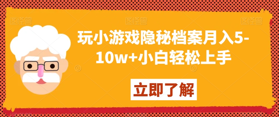 玩小游戏隐秘档案月入5-10w+小白轻松上手【揭秘】-圆梦资源网