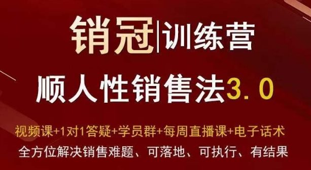 爆款！销冠训练营3.0之顺人性销售法，全方位解决销售难题、可落地、可执行、有结果-圆梦资源网