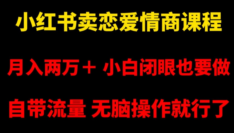 小红书卖恋爱情商课程，月入两万＋，小白闭眼也要做，自带流量，无脑操作就行了【揭秘】-圆梦资源网