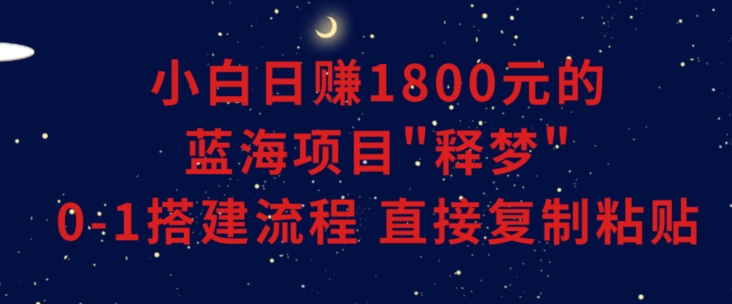 小白能日赚1800元的蓝海项目”释梦”0-1搭建流程可直接复制粘贴长期做【揭秘】-圆梦资源网