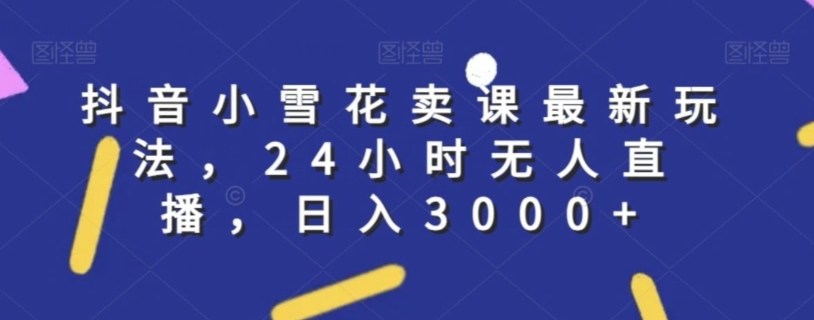 抖音小雪花卖课最新玩法，24小时无人直播，日入3000+【揭秘】-圆梦资源网