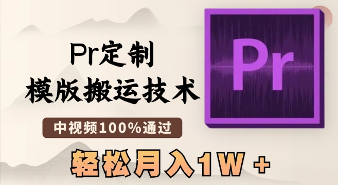最新Pr定制模版搬运技术，中视频100%通过，几分钟一条视频，轻松月入1W＋【揭秘】-圆梦资源网