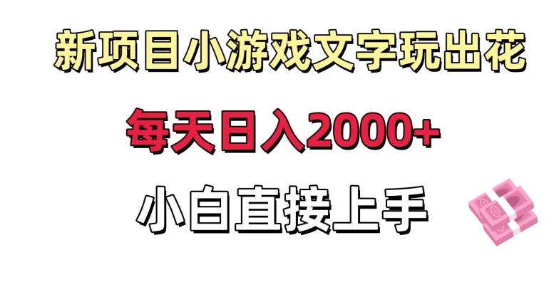 新项目小游戏文字玩出花日入2000+，每天只需一小时，小白直接上手【揭秘】-圆梦资源网