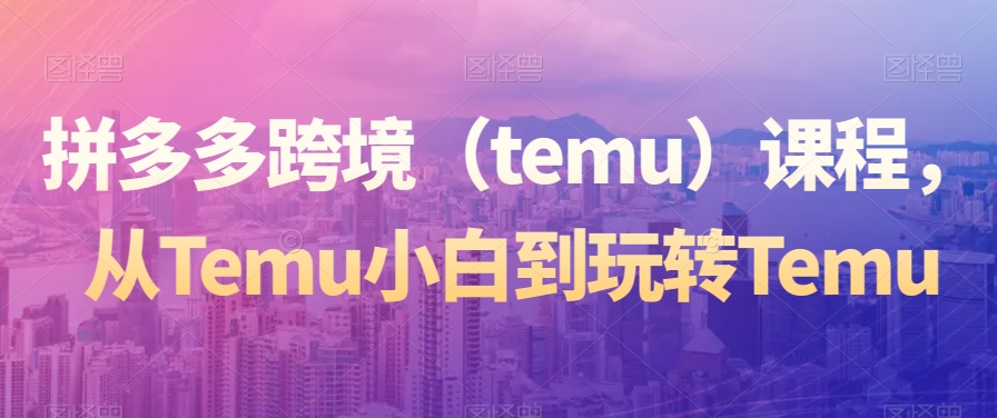 拼多多跨境（temu）课程，从Temu小白到玩转Temu-圆梦资源网