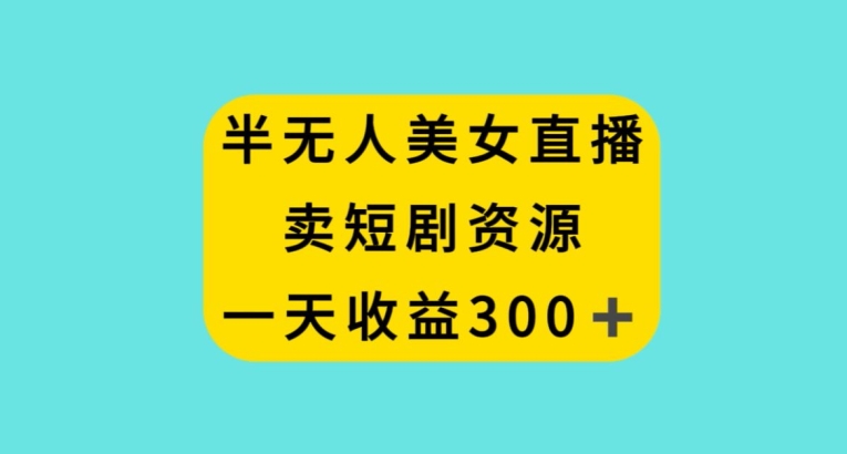 半无人美女直播，卖短剧资源，一天收益300+【揭秘】-圆梦资源网