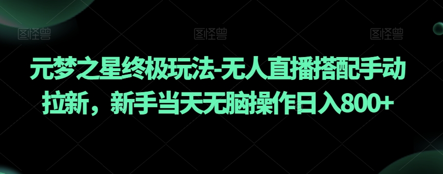 元梦之星终极玩法-无人直播搭配手动拉新，新手当天无脑操作日入800+【揭秘】-圆梦资源网