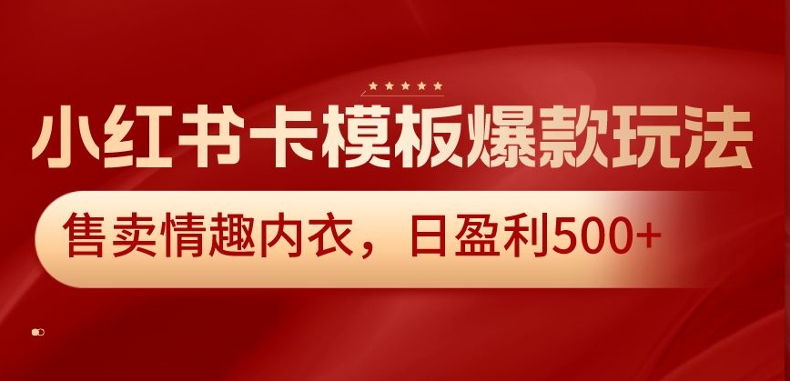 小红书卡模板爆款玩法，售卖情趣内衣，日盈利500+【揭秘】-圆梦资源网