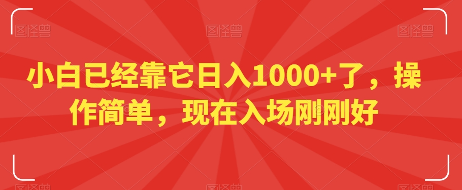 小白已经靠它日入1000+了，操作简单，现在入场刚刚好【揭秘】-圆梦资源网