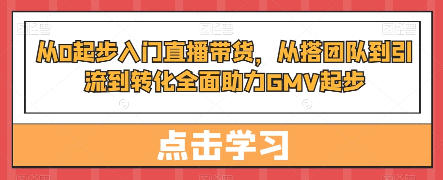从0起步入门直播带货，​从搭团队到引流到转化全面助力GMV起步-圆梦资源网
