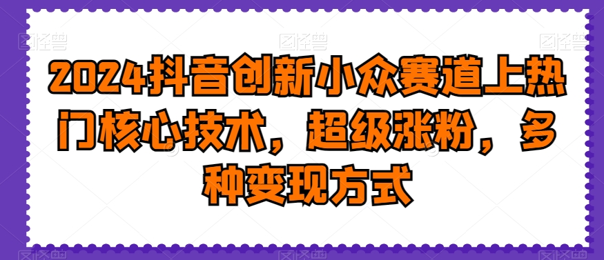 2024抖音创新小众赛道上热门核心技术，超级涨粉，多种变现方式【揭秘】-圆梦资源网