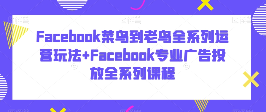 Facebook菜鸟到老鸟全系列运营玩法+Facebook专业广告投放全系列课程-圆梦资源网