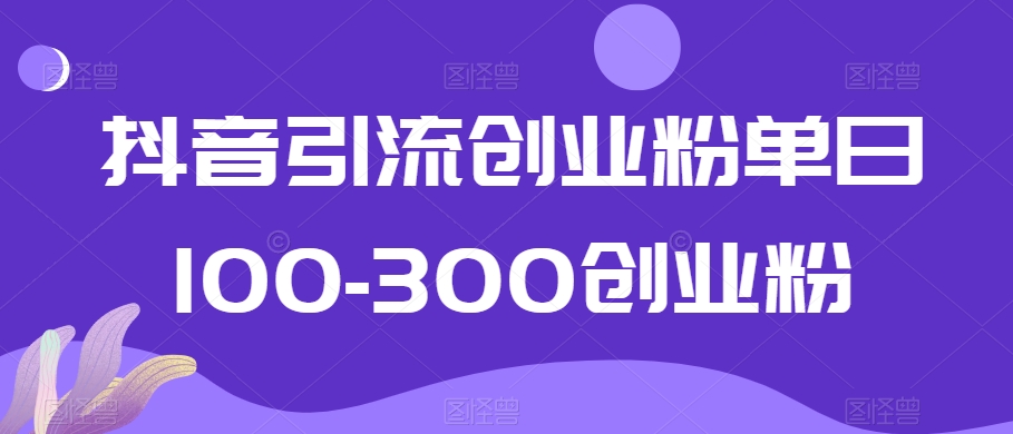 抖音引流创业粉单日100-300创业粉【揭秘】-圆梦资源网