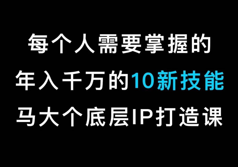 马大个的IP底层逻辑课，​每个人需要掌握的年入千万的10新技能，约会底层IP打造方法！-圆梦资源网