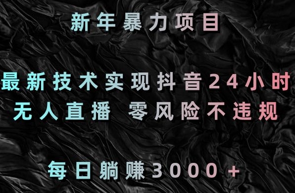 新年暴力项目，最新技术实现抖音24小时无人直播，零风险不违规，每日躺赚3000＋【揭秘】-圆梦资源网