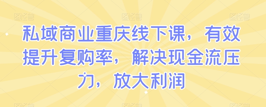 私域商业重庆线下课，有效提升复购率，解决现金流压力，放大利润-圆梦资源网