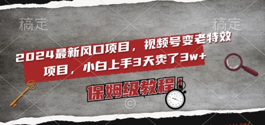 2024最新风口项目，视频号变老特效项目，电脑小白上手3天卖了3w+，保姆级教程【揭秘】-圆梦资源网