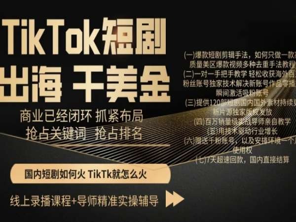 TikTok短剧出海干美金，商业已经闭环抓紧布局，抢占关键词抢占排名-圆梦资源网
