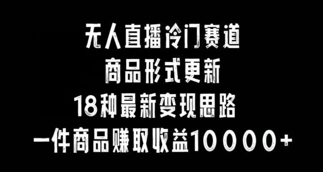 无人直播冷门赛道，商品形式更新，18种变现思路，一件商品赚取收益10000+【揭秘】-圆梦资源网
