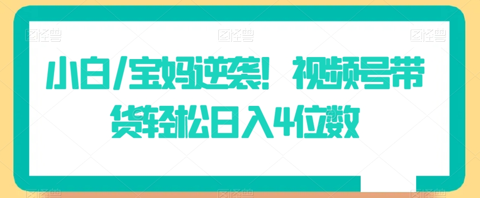 小白/宝妈逆袭！视频号带货轻松日入4位数【揭秘】-圆梦资源网