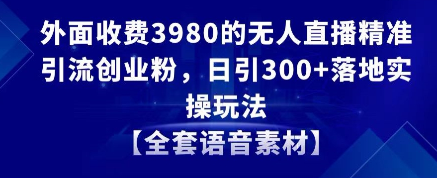 外面收费3980的无人直播精准引流创业粉，日引300+落地实操玩法【全套语音素材】【揭秘】-圆梦资源网