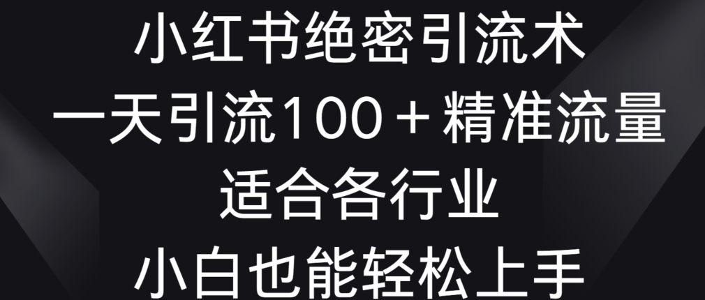 小红书绝密引流术，一天引流100+精准流量，适合各个行业，小白也能轻松上手【揭秘】-圆梦资源网