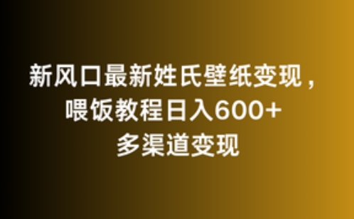 新风口最新姓氏壁纸变现，喂饭教程日入600+【揭秘】-圆梦资源网