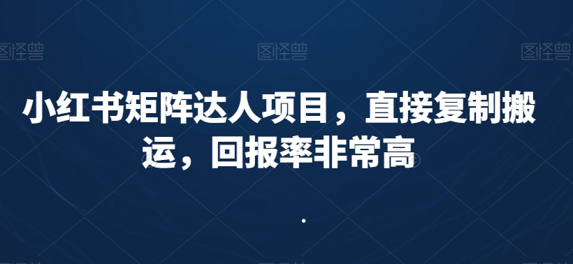 小红书矩阵达人项目，直接复制搬运，回报率非常高-圆梦资源网