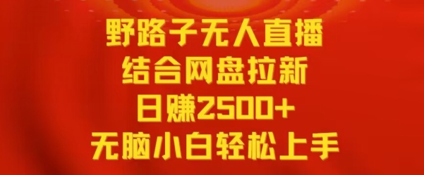野路子无人直播结合网盘拉新，日赚2500+，小白无脑轻松上手【揭秘】-圆梦资源网