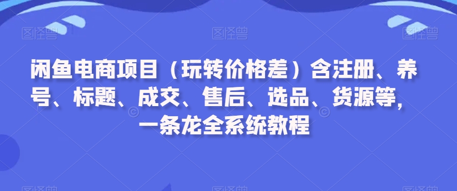 闲鱼电商项目（玩转价格差）含注册、养号、标题、成交、售后、选品、货源等，一条龙全系统教程-圆梦资源网