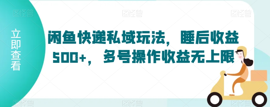 闲鱼快递私域玩法，睡后收益500+，多号操作收益无上限【揭秘】-圆梦资源网