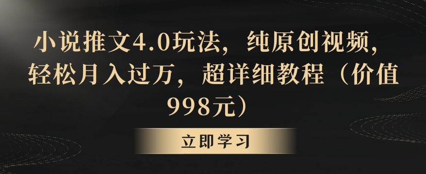 小说推文4.0玩法，纯原创视频，轻松月入过万，超详细教程（价值998元）【揭秘】-圆梦资源网