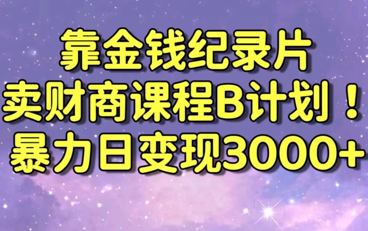财经纪录片联合财商课程的变现策略，暴力日变现3000+，喂饭级别教学【揭秘】-圆梦资源网