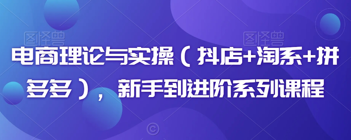 电商理论与实操（抖店+淘系+拼多多），新手到进阶系列课程-圆梦资源网