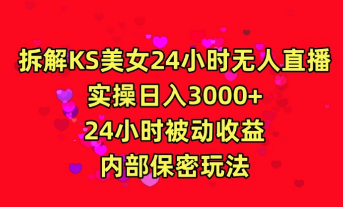 利用快手24小时无人美女直播，实操日入3000，24小时被动收益，内部保密玩法【揭秘】-圆梦资源网