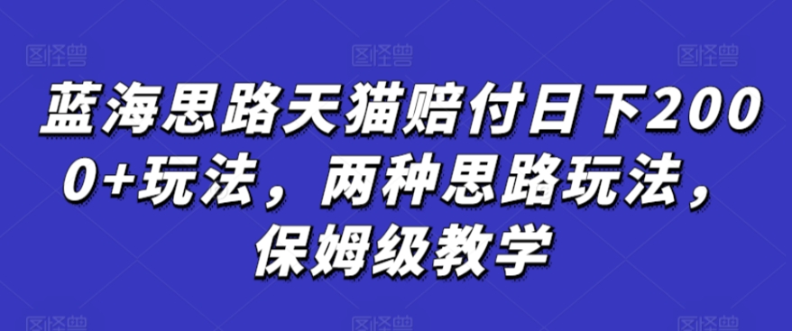 蓝海思路天猫赔付日下2000+玩法，两种思路玩法，保姆级教学【仅揭秘】-圆梦资源网