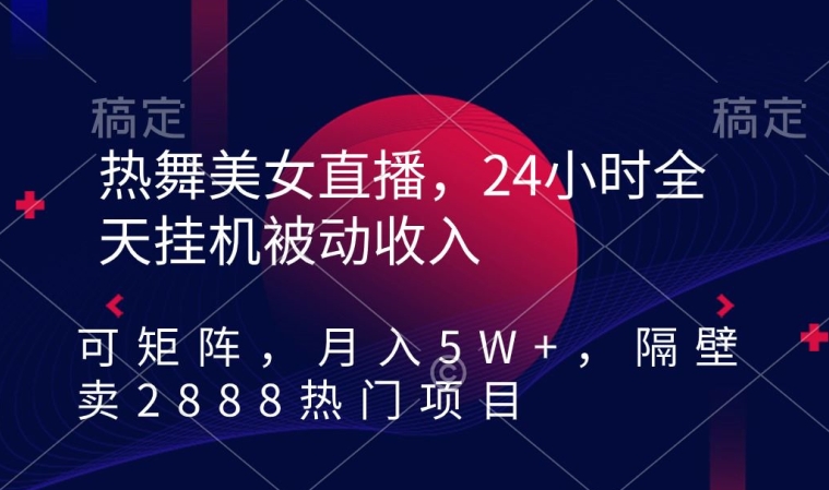 热舞美女直播，24小时全天挂机被动收入，可矩阵，月入5W+，隔壁卖2888热门项目【揭秘】-圆梦资源网