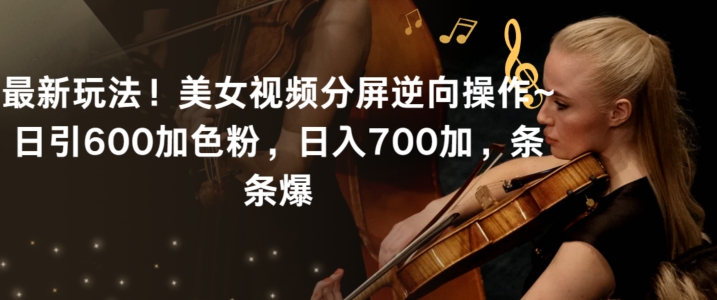最新玩法！美女视频分屏逆向操作~日引600加色粉，日入700加，条条爆【揭秘】-圆梦资源网
