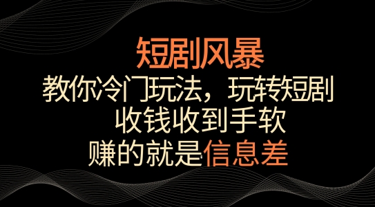 短剧风暴，教你冷门玩法，玩转短剧，收钱收到手软【揭秘】-圆梦资源网