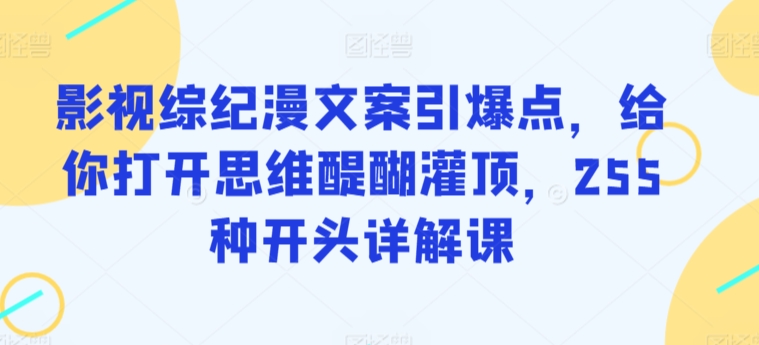 影视综纪漫文案引爆点，给你打开思维醍醐灌顶，255种开头详解课-圆梦资源网