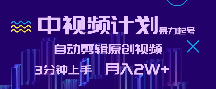中视频计划暴力起号，自动剪辑原创视频，3分钟上手，月入2W+【揭秘】-圆梦资源网
