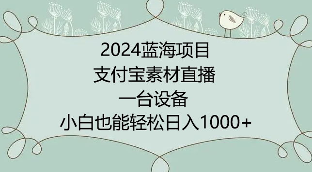 2024年蓝海项目，支付宝素材直播，无需出境，小白也能日入1000+ ，实操教程【揭秘】-圆梦资源网