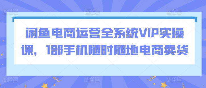 闲鱼电商运营全系统VIP实操课，1部手机随时随地电商卖货-圆梦资源网