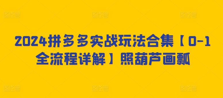 2024拼多多实战玩法合集【0-1全流程详解】照葫芦画瓢-圆梦资源网