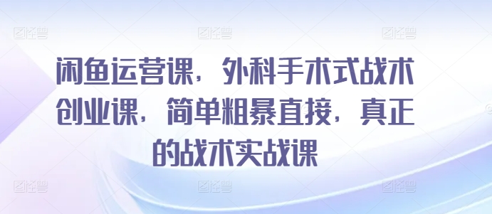 闲鱼运营课，外科手术式战术创业课，简单粗暴直接，真正的战术实战课-圆梦资源网