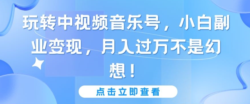 玩转中视频音乐号，小白副业变现，月入过万不是幻想【揭秘】-圆梦资源网