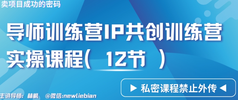 导师训练营3.0IP共创训练营私密实操课程（12节）-卖项目的密码成功秘诀【揭秘】-圆梦资源网