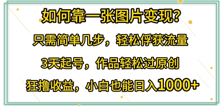 如何靠一张图片变现?只需简单几步，轻松俘获流量，3天起号，作品轻松过原创【揭秘】-圆梦资源网