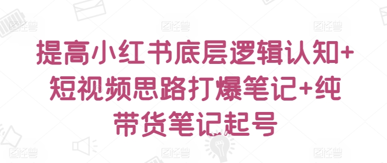 提高小红书底层逻辑认知+短视频思路打爆笔记+纯带货笔记起号-圆梦资源网