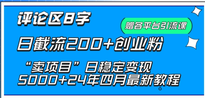 抖音评论区8字日截流200+创业粉 “卖项目”日稳定变现5000+【揭秘】-圆梦资源网